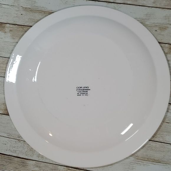 2 Corning Pyroceram White Dinner Plates 10¼" Whispering Mist Pattern White Grey - Picture 4 of 8